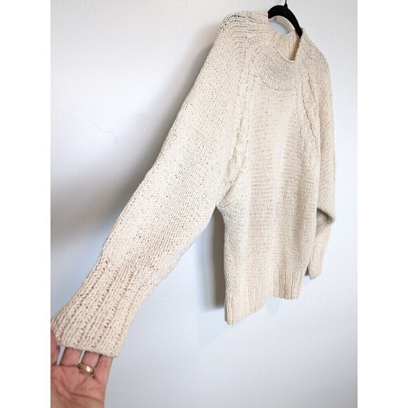 KAREN PERRY Silk Sweater Womens Size S Ivory Knit Oversize Tunic Neutral Heavy - Picture 3 of 9